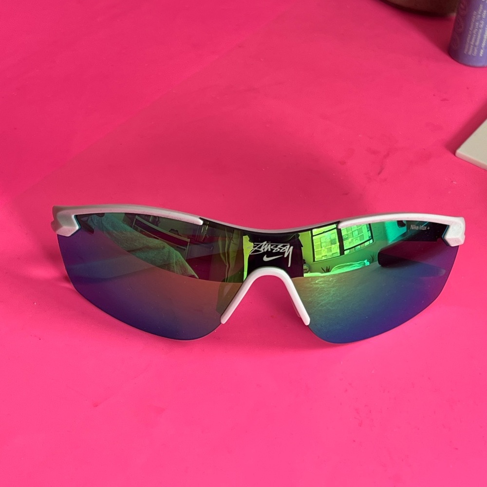 Stussy x Nike White Sunglasses with Rainbow Lenses